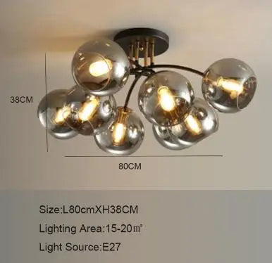 plafonnier industriel design en verre fumé pour décoration moderne