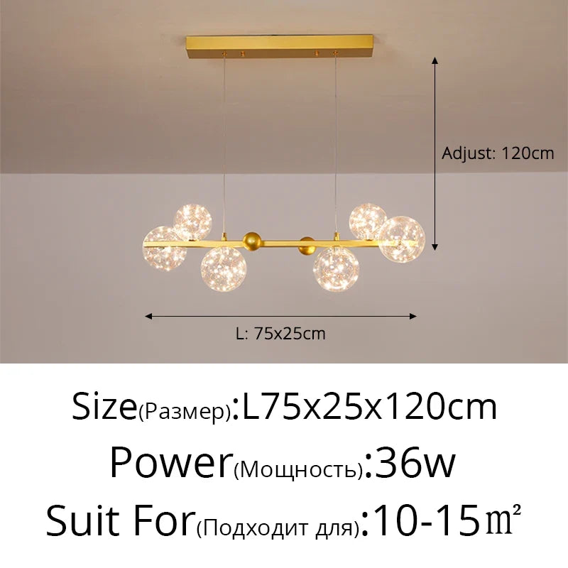 suspension led nordique boule de verre clair pour bar restaurant