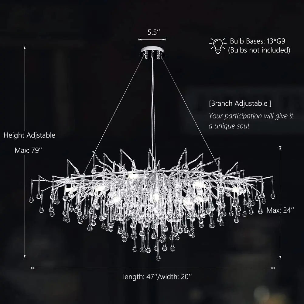 lustre moderne cristal goutte de pluie design élégant pour intérieur décoratif