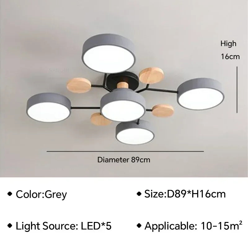 plafonnier LED en bois design nordique pour intérieur élégant
