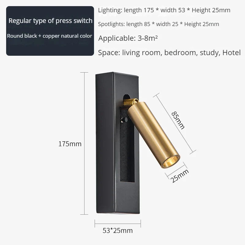 applique murale moderne avec chargeur usb et projecteur rotatif led
