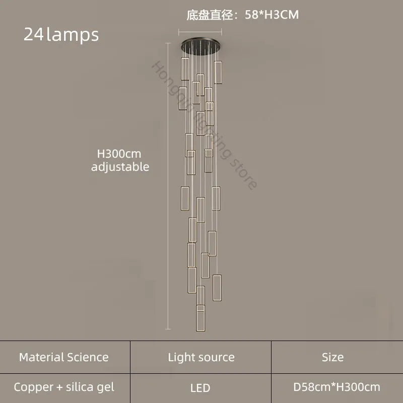 lustre moderne en cuivre avec éclairage LED design élégant