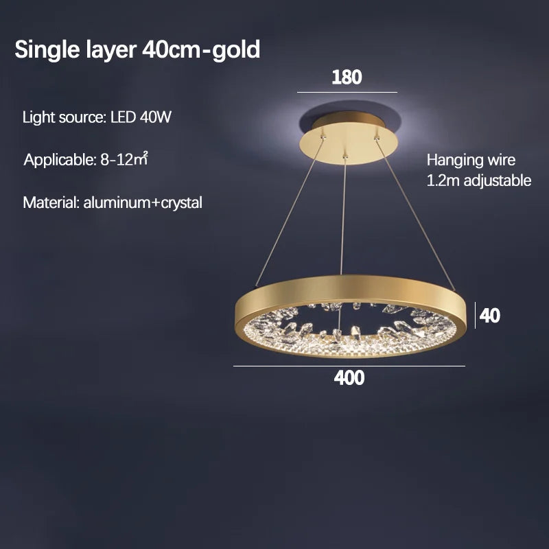 lustre en cristal design luxe avec éclairage led