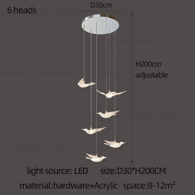 suspension LED décorative en forme d'oiseau idéale pour loft