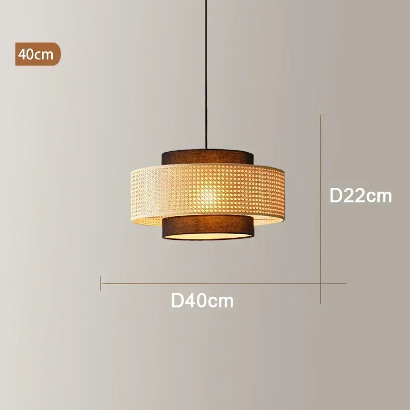 lustre rétro en rotin tissé pour décoration intérieure