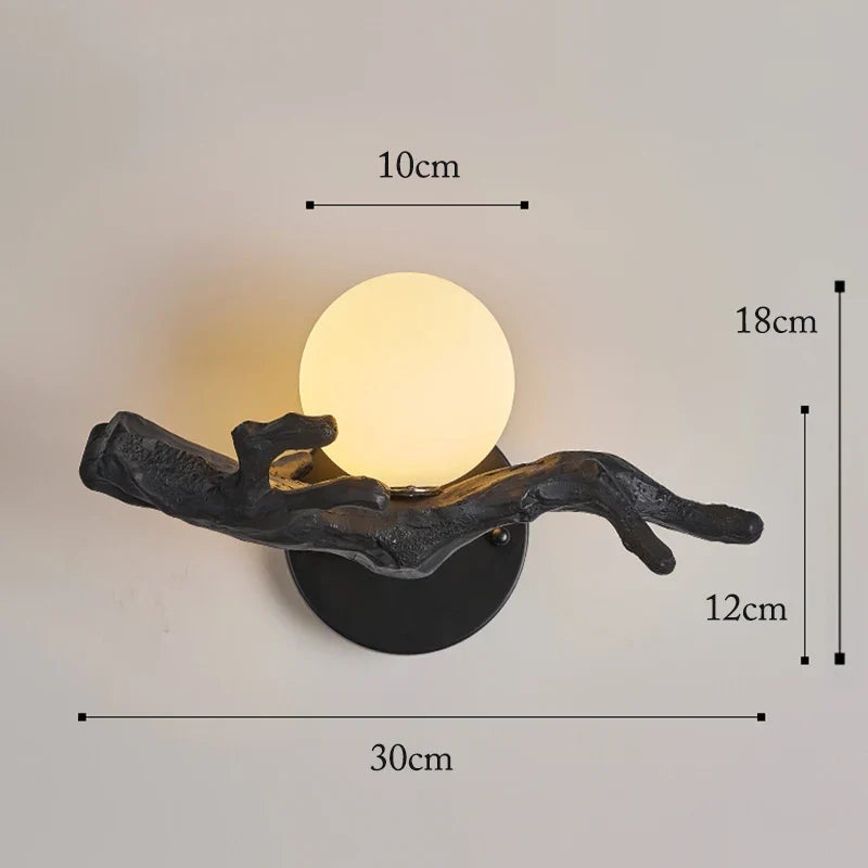 Applique murale LED Vintage en forme de branche d'arbre en résine