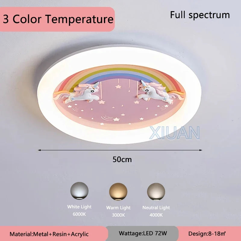 lustre nuage arc-en-ciel avec cheval pour chambre d'enfant
