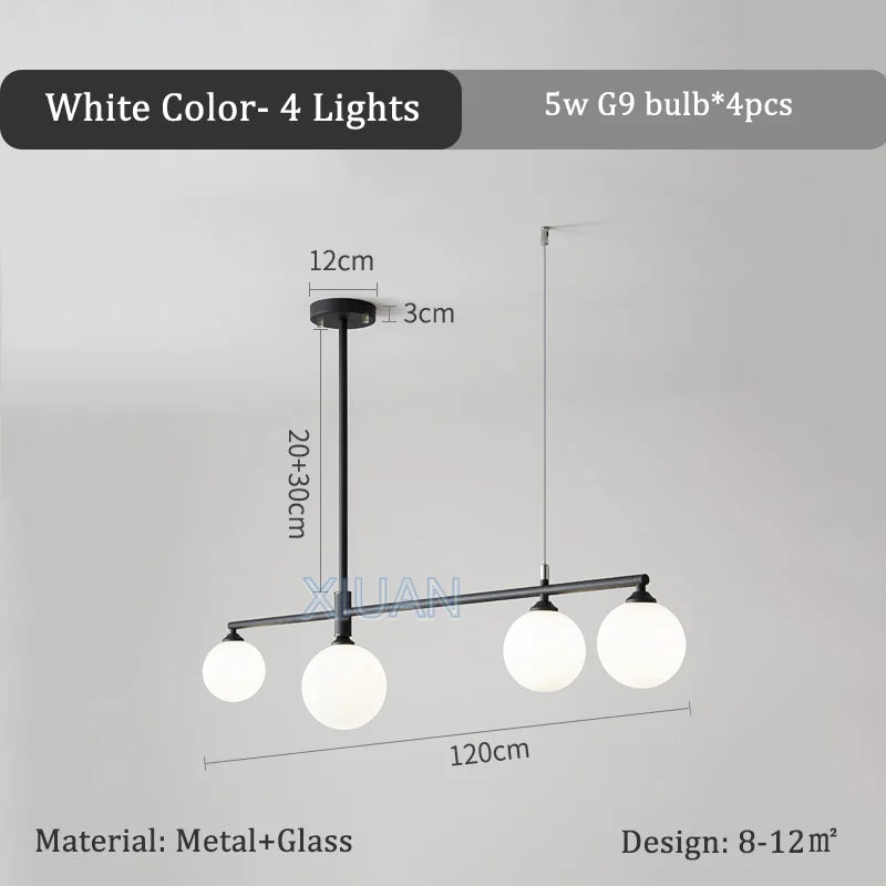 Pastoral Dining Table Pendant Lamps Long Hanging Light for Living Room Kitchen Restaurant Chandelier Fixtures Milky White Glass