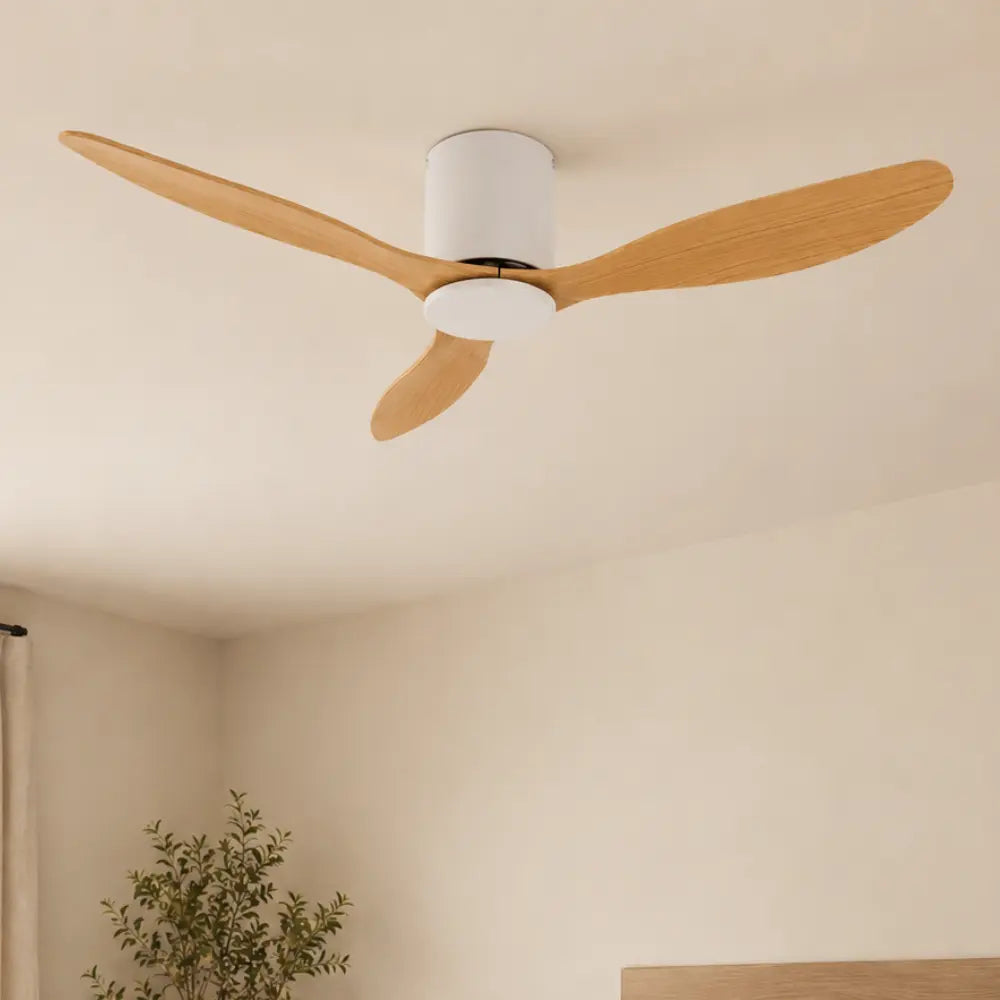 Ventilateur de Plafond Silencieux Bois Clair et Blanc — Cendrier