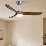 Ventilateur de plafond bois foncé et moteur chromé à LED — Citronnelle
