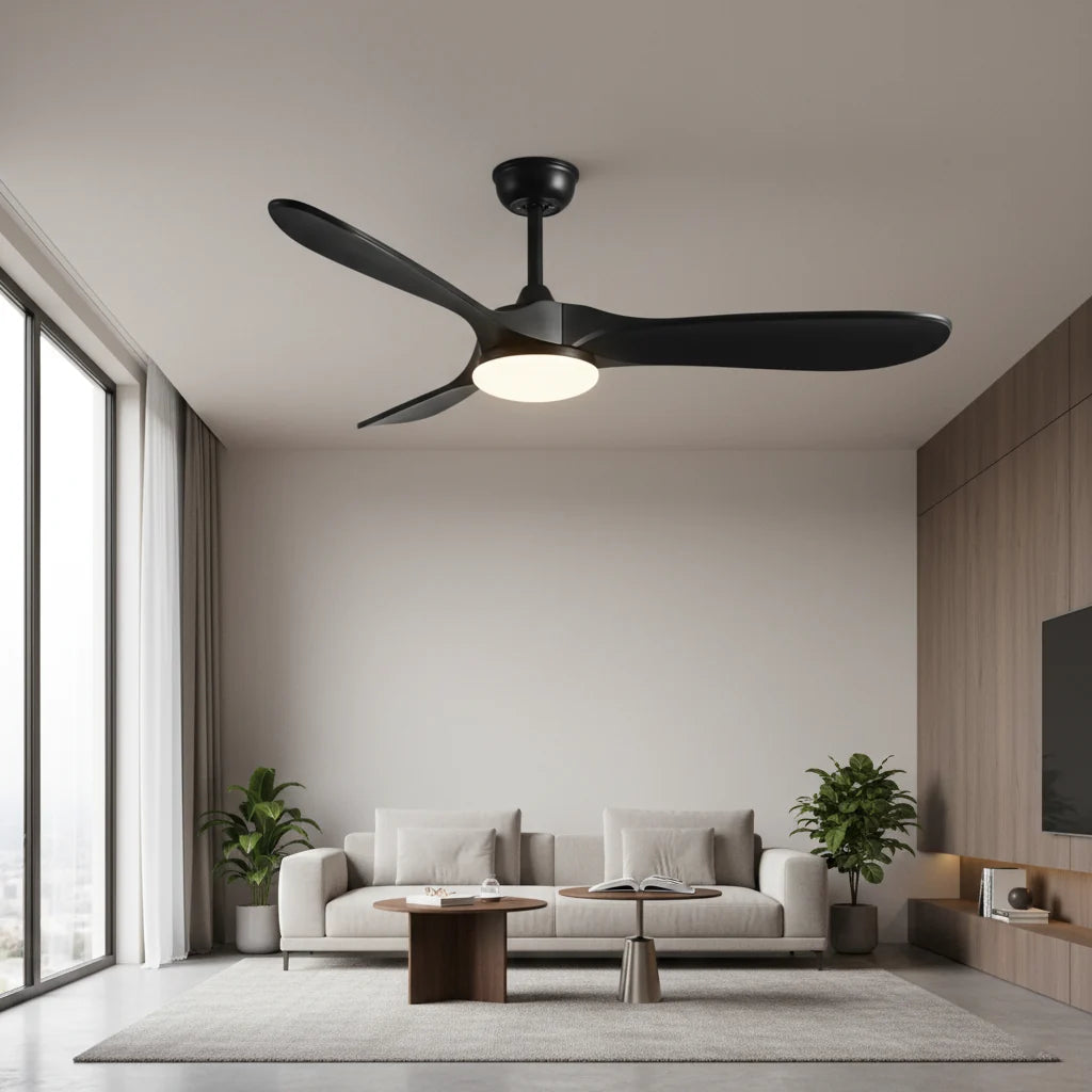 Ventilateur de plafond LED entièrement noir à trois pales — Anémone