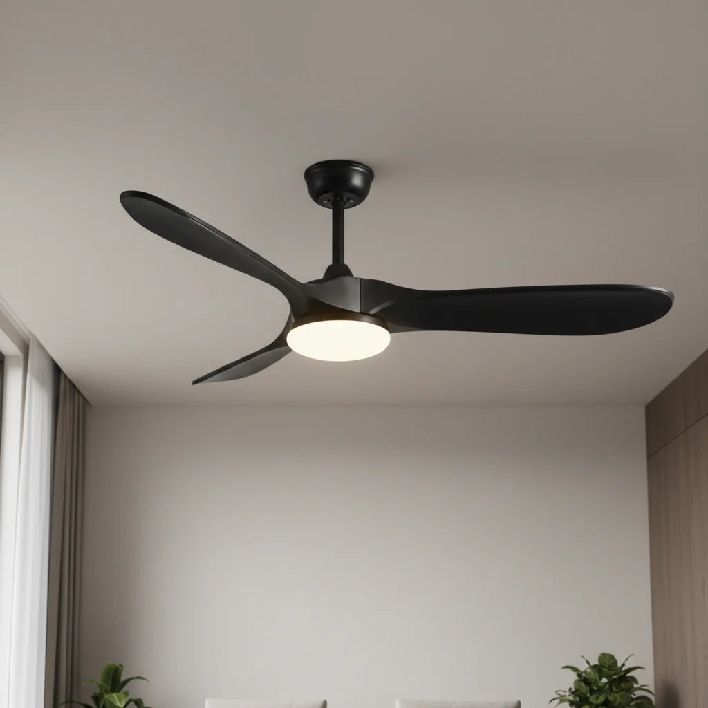Ventilateur de plafond LED entièrement noir à trois pales — Anémone