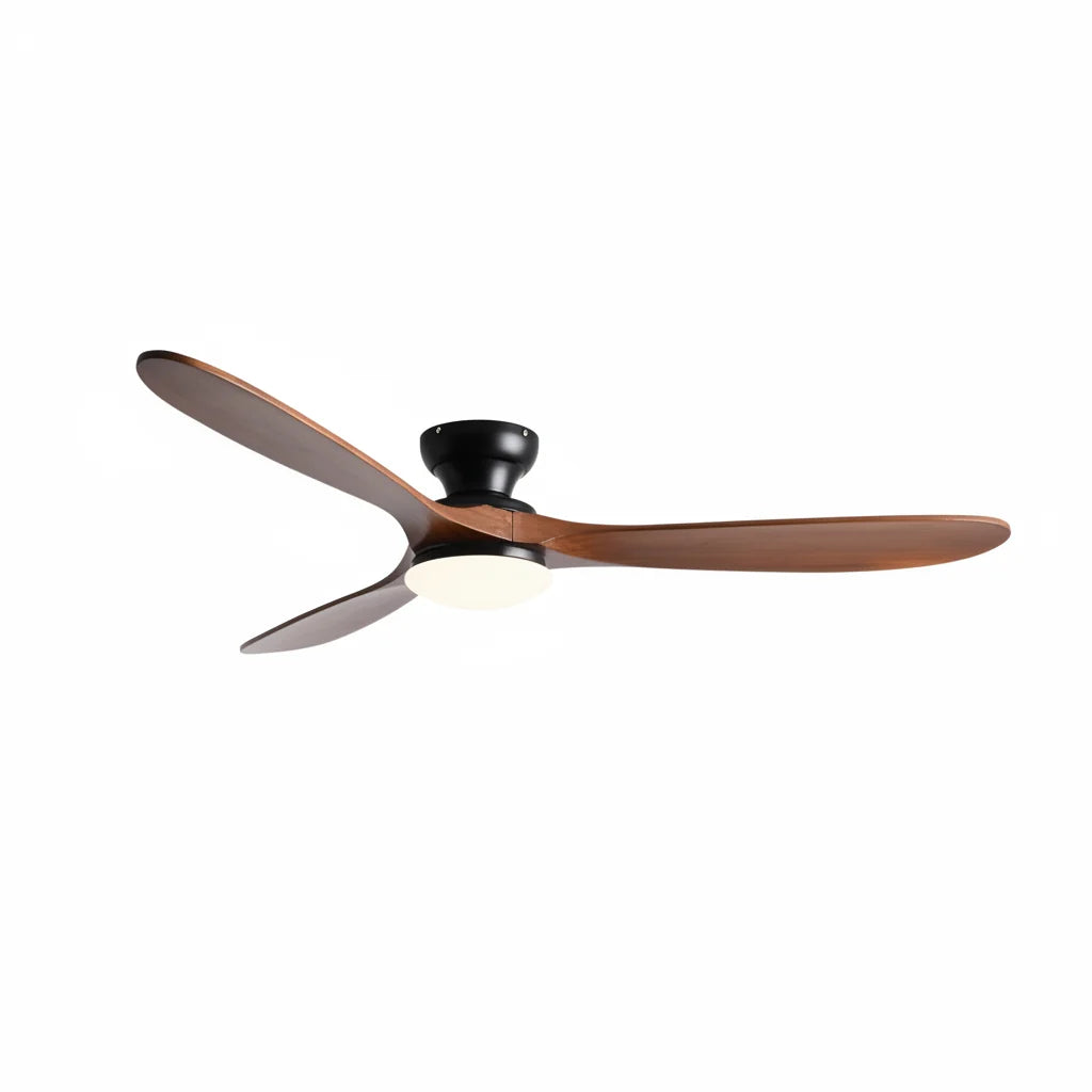 Ventilateur de Plafond avec Éclairage LED – Bois Foncé et Noir — Vesce