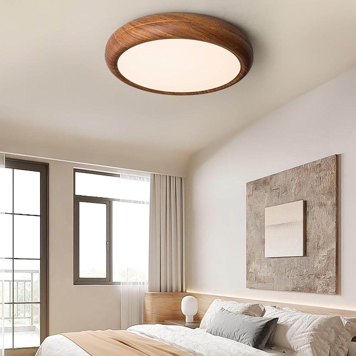 Plafonnier LED scandinave en bois naturel moderne — Bouvreuil