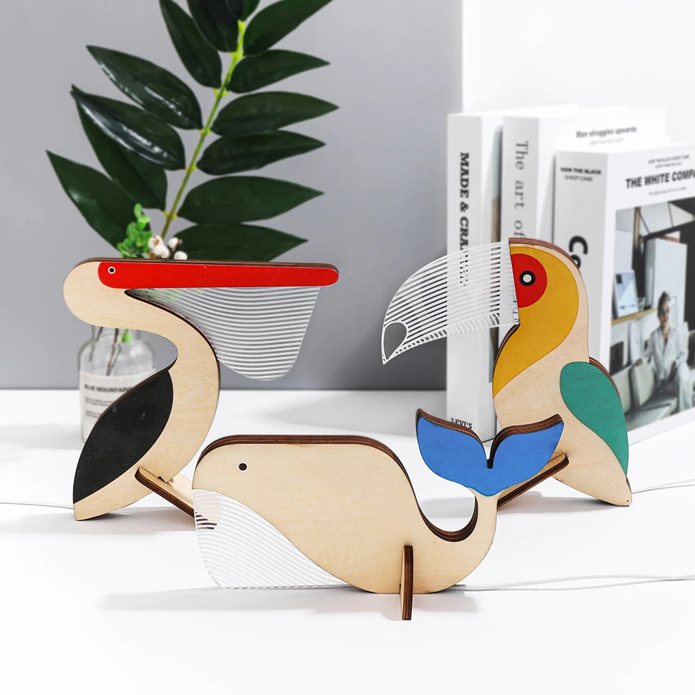 Lampe à poser Animaux LED veilleuse bois acrylique Table USB lumières décorer pour enfants bébé enfants lampe de chevet pélican Sirius baleine Toucan