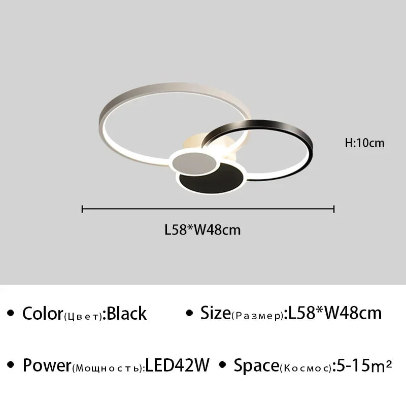 plafonnier Anneau moderne LED Simple variateur intelligent pour chambre à manger salon Hall éclairage intérieur