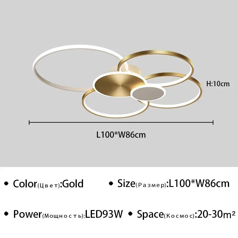 plafonnier Anneau moderne LED Simple variateur intelligent pour chambre à manger salon Hall éclairage intérieur
