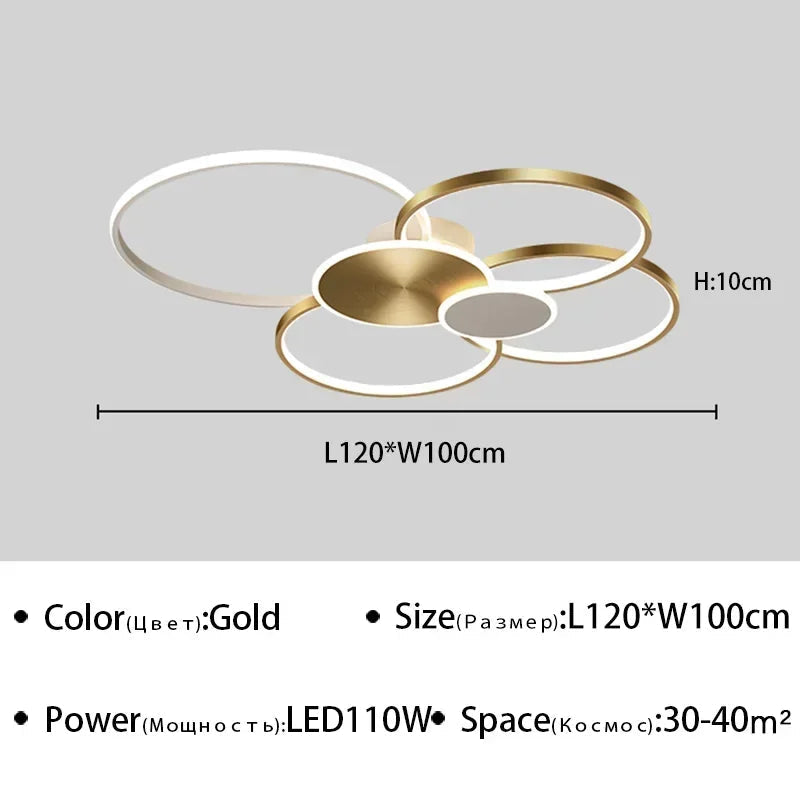 plafonnier Anneau moderne LED Simple variateur intelligent pour chambre à manger salon Hall éclairage intérieur