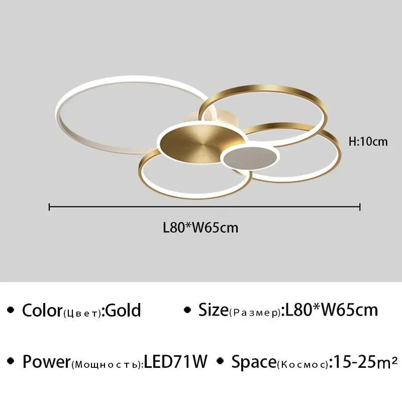 plafonnier Anneau moderne LED Simple variateur intelligent pour chambre à manger salon Hall éclairage intérieur