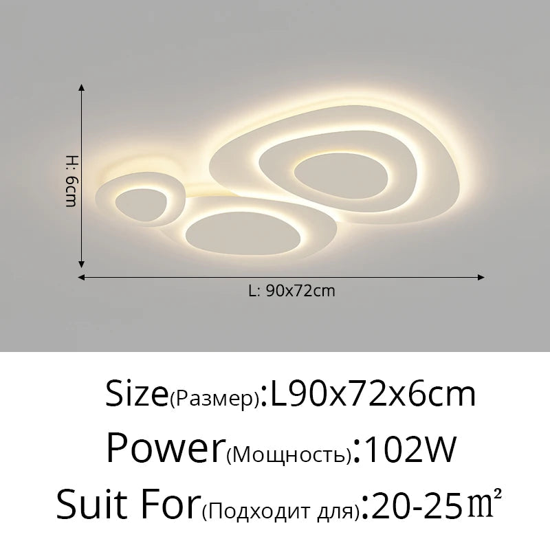 Anneaux annuels modernes LED lustre intérieur salon ondulation forme meubles de maison décoration fer blanc corps couleur lampe éclairage