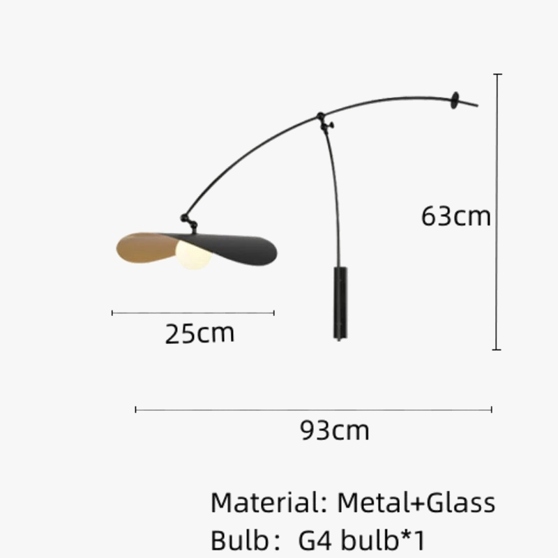 applique de lecture à bras long minimaliste rotative