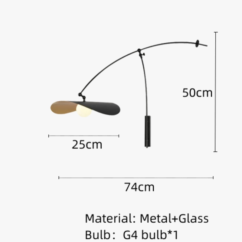 applique de lecture à bras long minimaliste rotative
