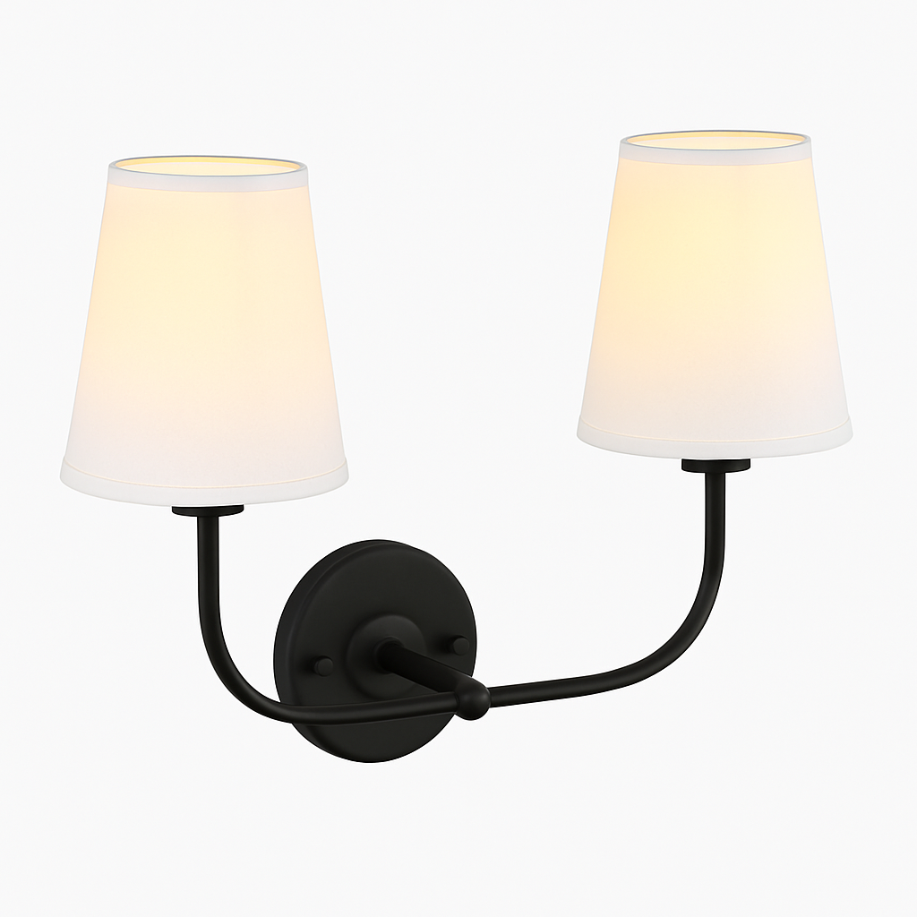 applique double vintage avec entonnoir évasé et abat-jour en lin