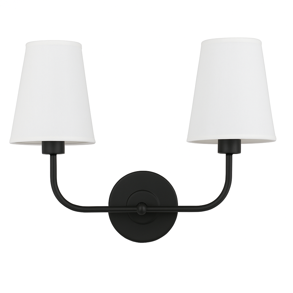 applique double vintage avec entonnoir évasé et abat-jour en lin