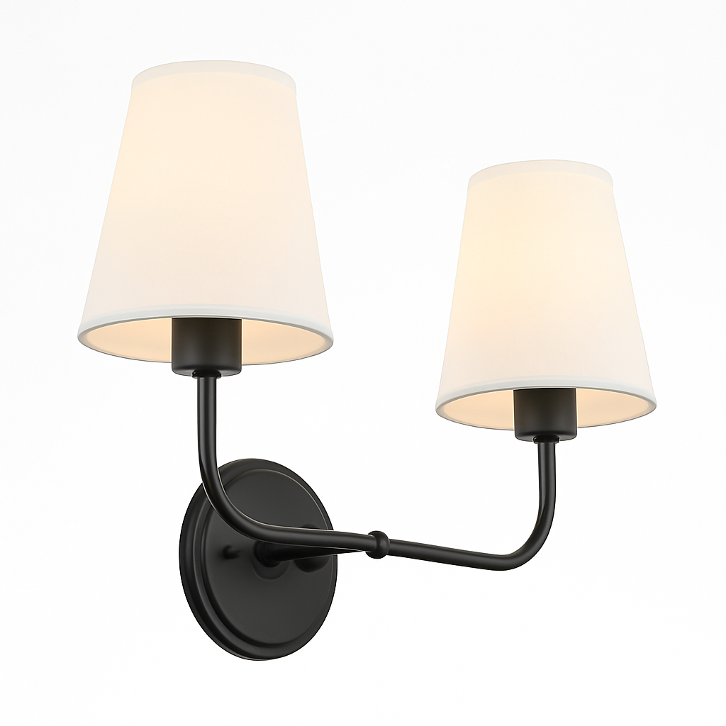 applique double vintage avec entonnoir évasé et abat-jour en lin