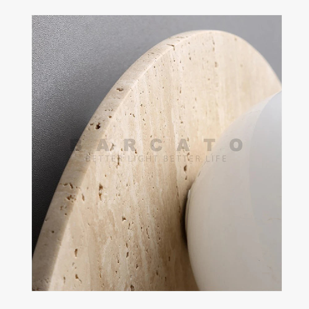 applique style travertin beige cercle lumière décor