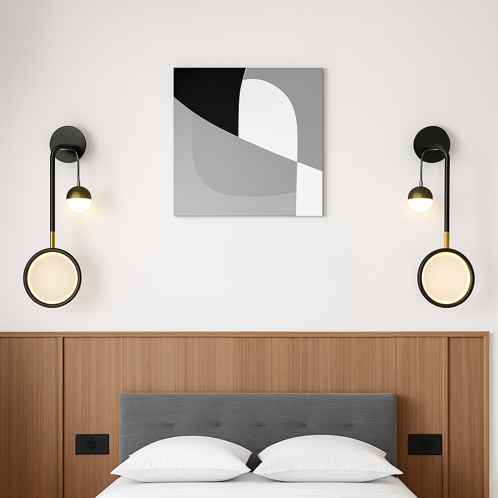 applique led ronde tête lit salon créatif nordique murale