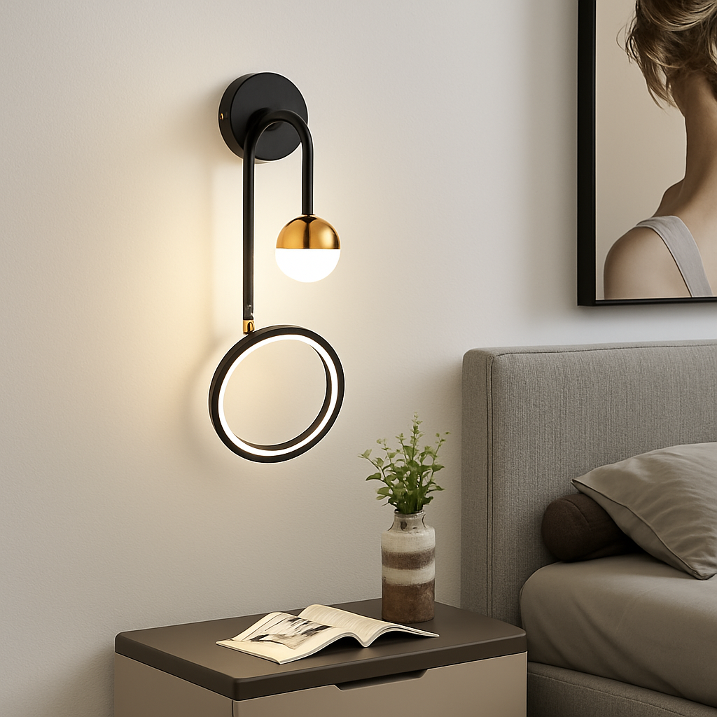 applique led ronde tête lit salon créatif nordique murale