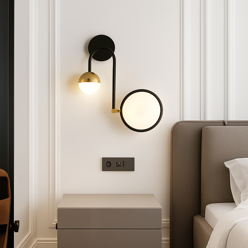 applique led ronde tête lit salon créatif nordique murale
