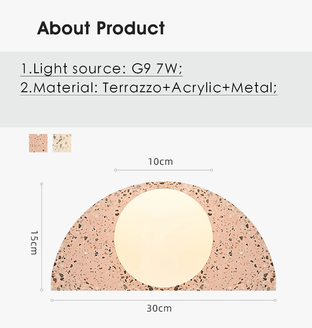 applique led terrazzo japonais rétro nordique pour homestay