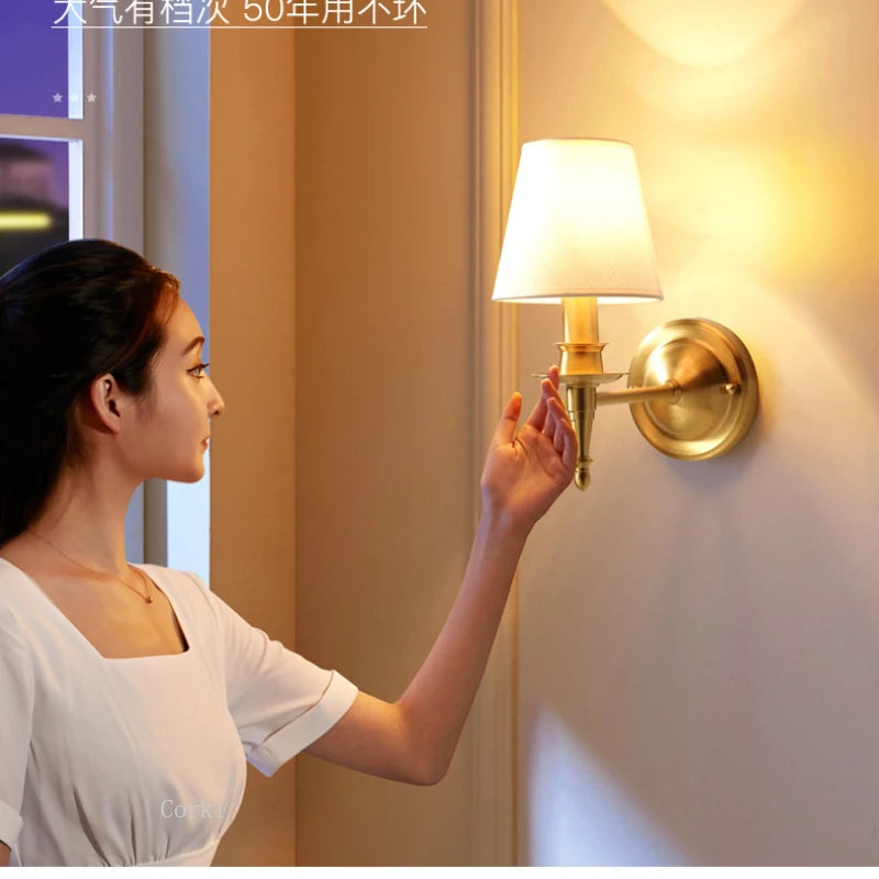 applique murale américaine à 2 bras en cuivre led traditionnelle pour décoration artistique