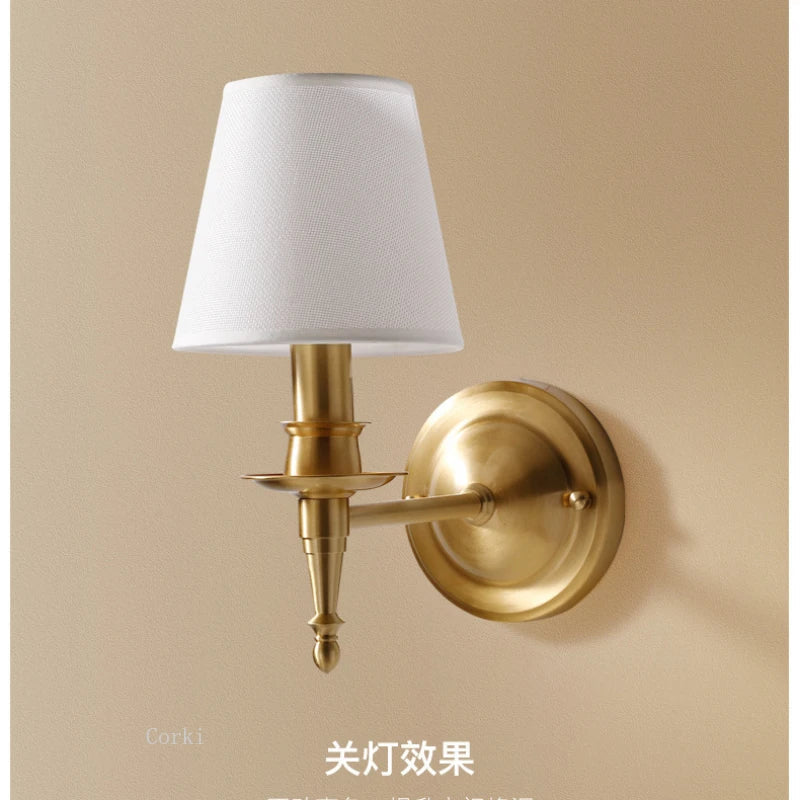 applique murale américaine à 2 bras en cuivre led traditionnelle pour décoration artistique
