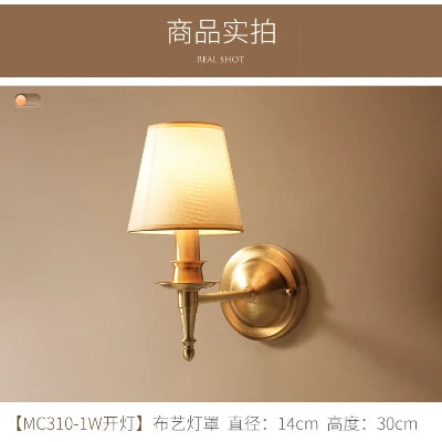 applique murale américaine à 2 bras en cuivre led traditionnelle pour décoration artistique