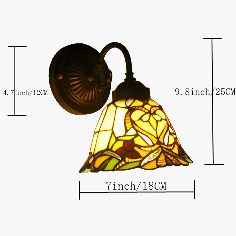 applique murale antique tiffany avec motif floral pour éclairage décoratif