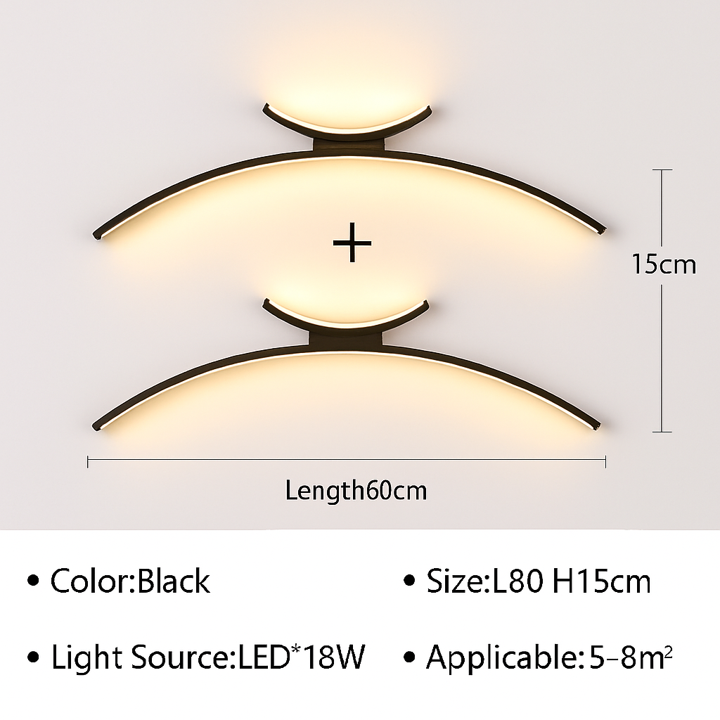 Applique murale arc de cercle design minimaliste à LED