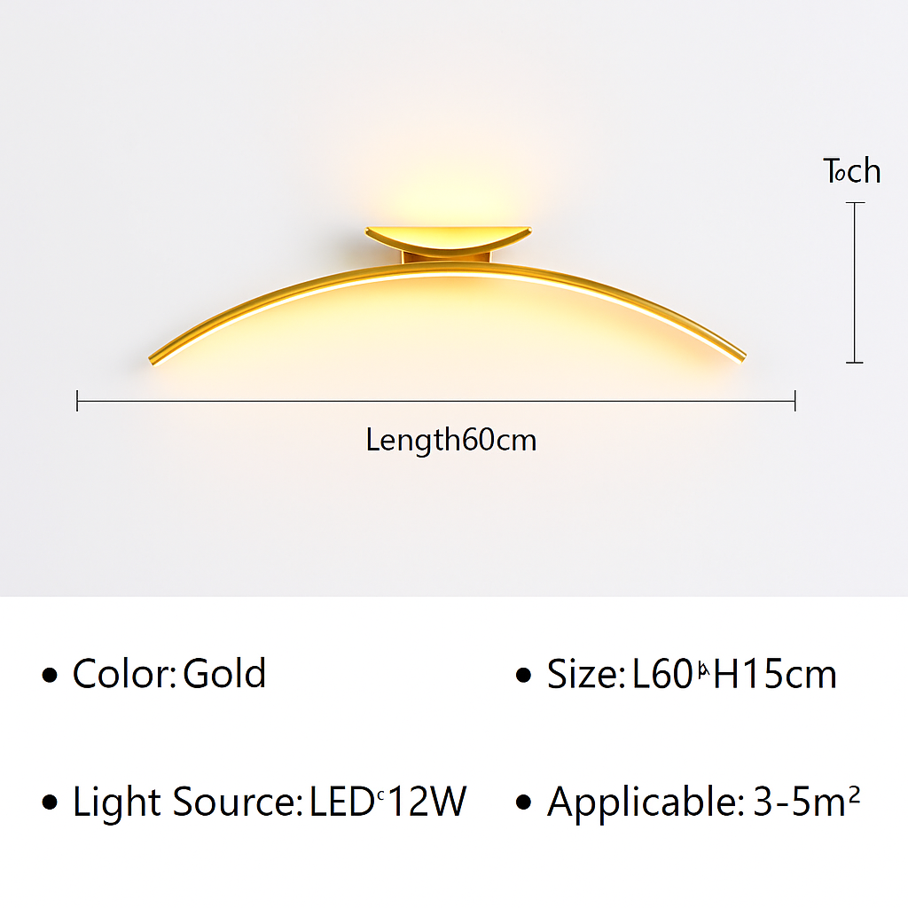 Applique murale arc de cercle design minimaliste à LED