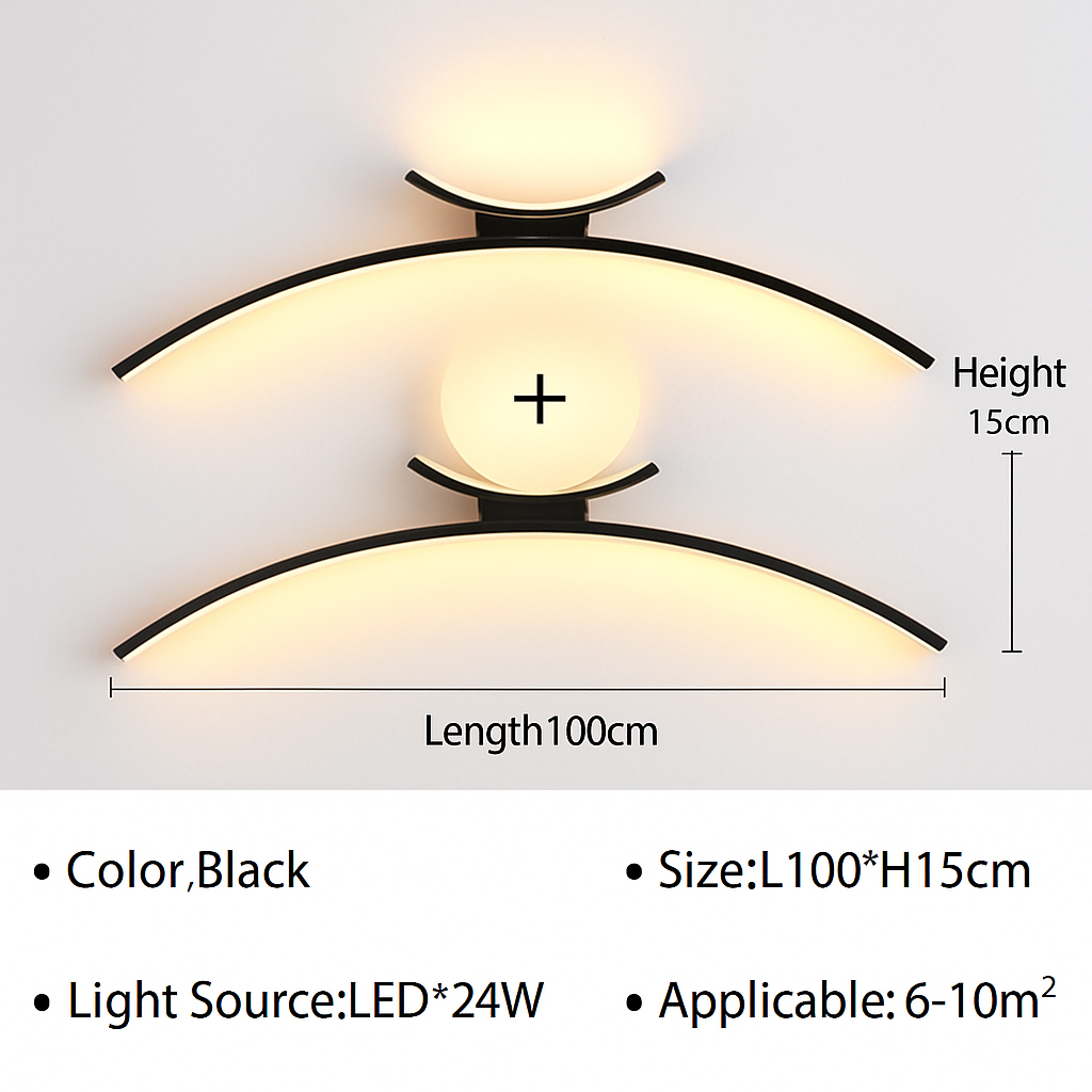 Applique murale arc de cercle design minimaliste à LED