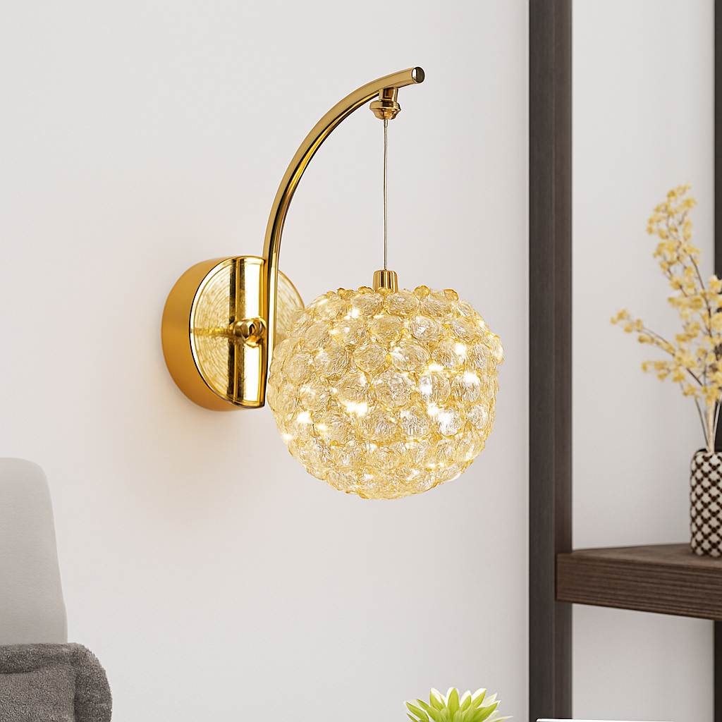 applique murale artistique en cristal de luxe style français pour intérieur élégant