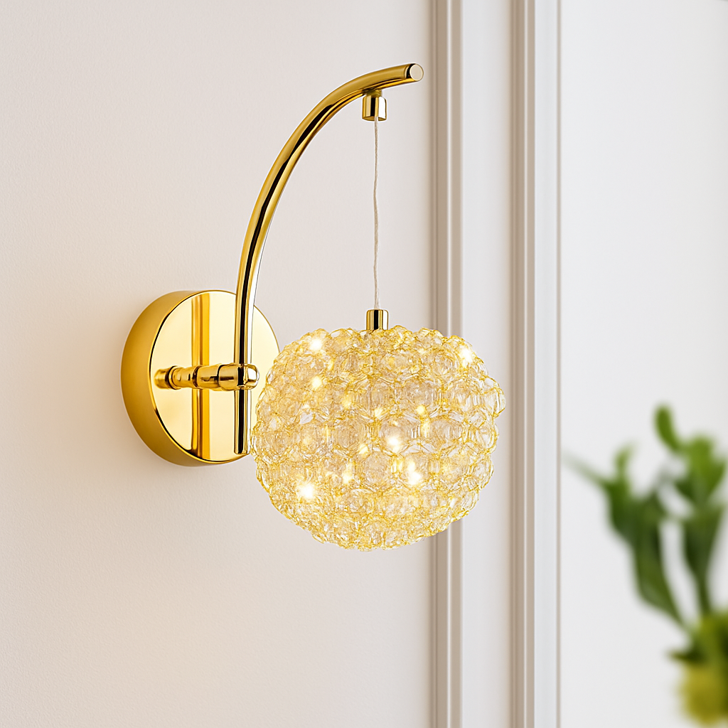 applique murale artistique en cristal de luxe style français pour intérieur élégant