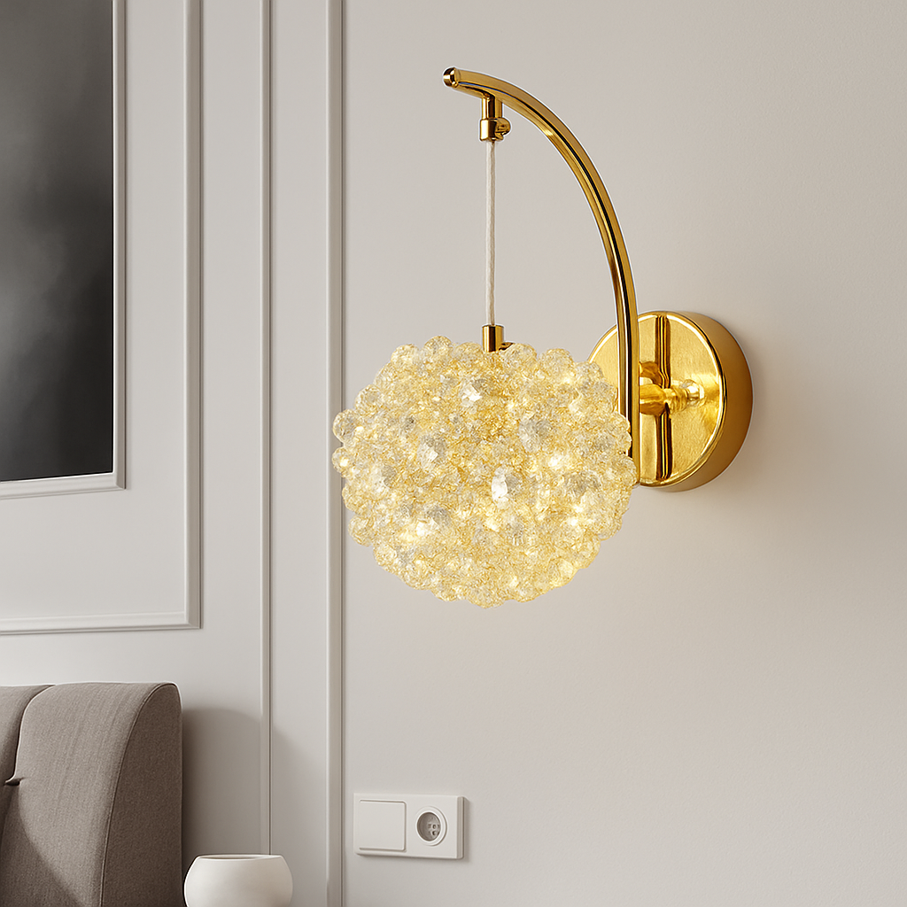 applique murale artistique en cristal de luxe style français pour intérieur élégant