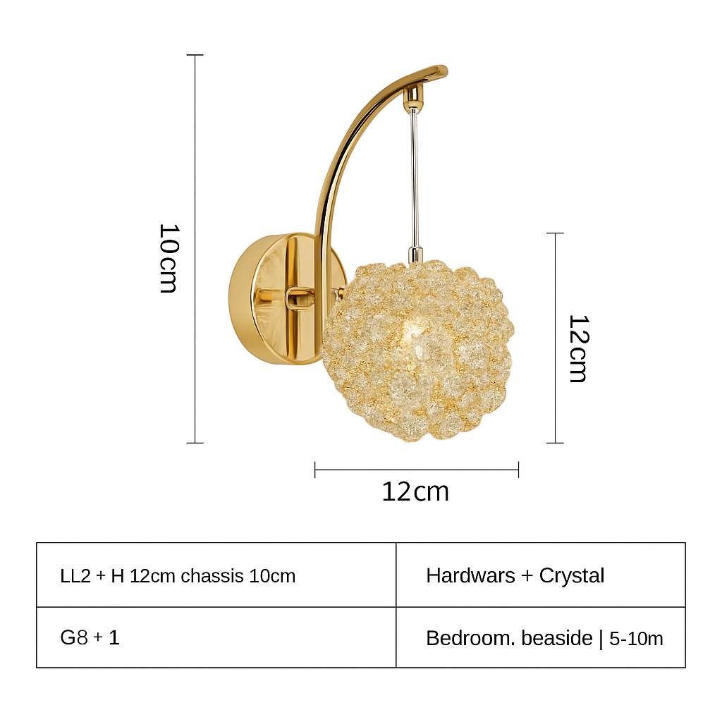 applique murale artistique en cristal de luxe style français pour intérieur élégant