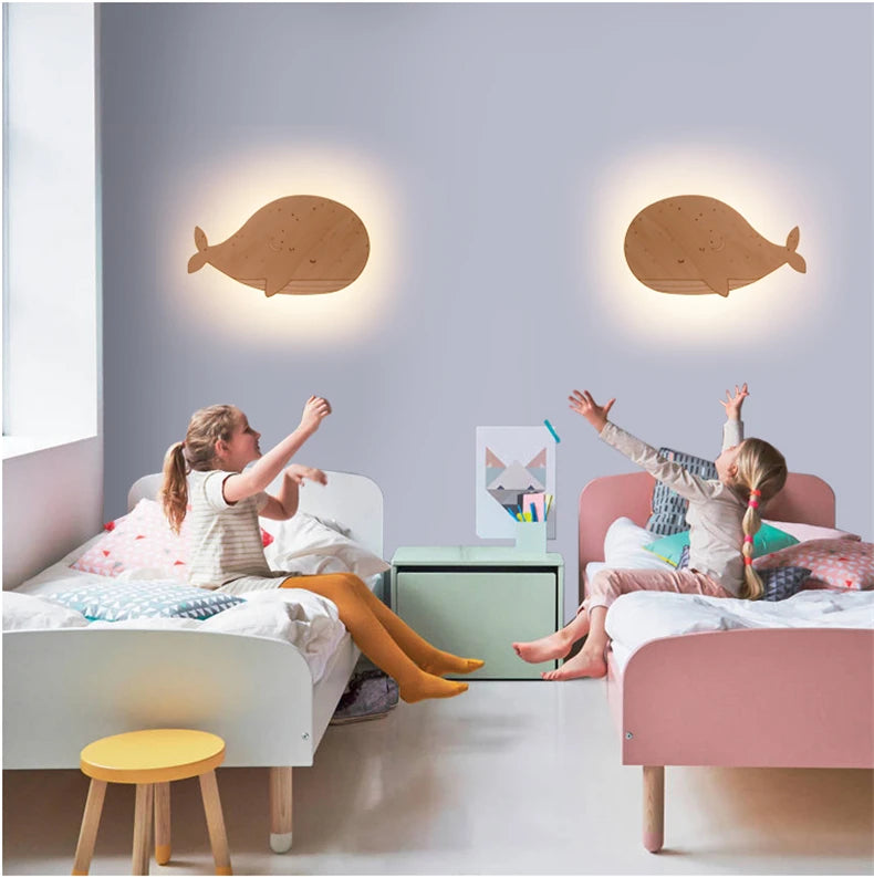 applique murale baleine en bois pour enfants décorative et moderne