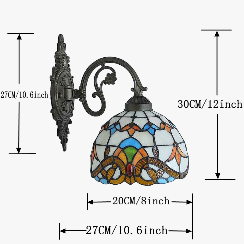 applique murale baroque américaine style tiffany pour éclairage décoratif