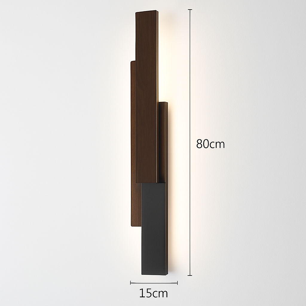 Applique murale bois noyer télécommandée