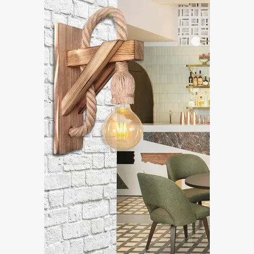 Applique murale bois rustique naturel corde lumière environnement intérieur
