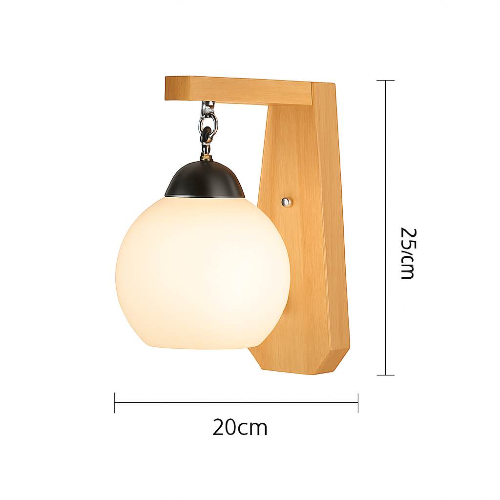 Applique murale bois verre LED nordique chevet maison intérieur